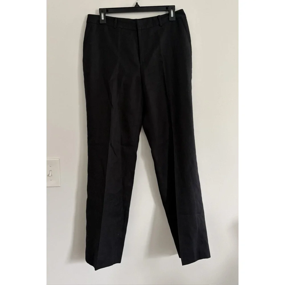 Lauren Ralph Lauren 100% Linen‎ Pants BLACK Lined 10P Minimalist Preppy